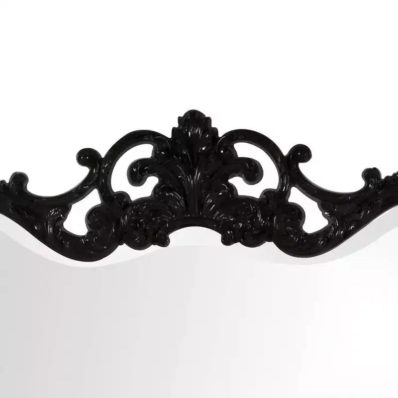 40"x30" Rectangular Iron Wall Mirror | Ornate Frame | Glossy Black Lacquer