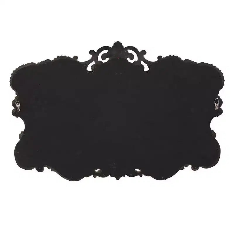 40"x30" Rectangular Iron Wall Mirror | Ornate Frame | Glossy Black Lacquer