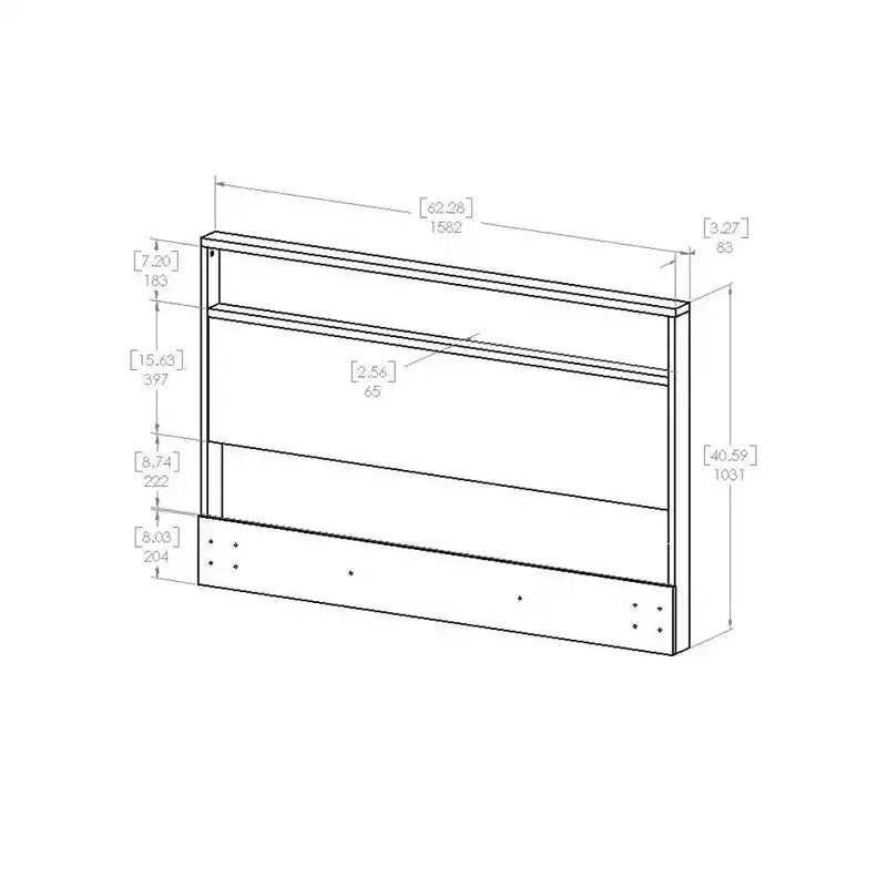Headboard with Shelf | Full/Queen 54"/60" | Wood | 48.5"H | No Assembly