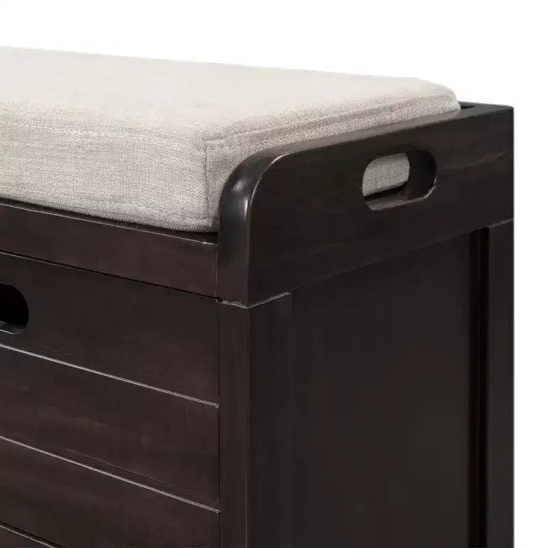 Storage Bench 32" | Removable Basket & 2 Drawers | Cushioned Seat