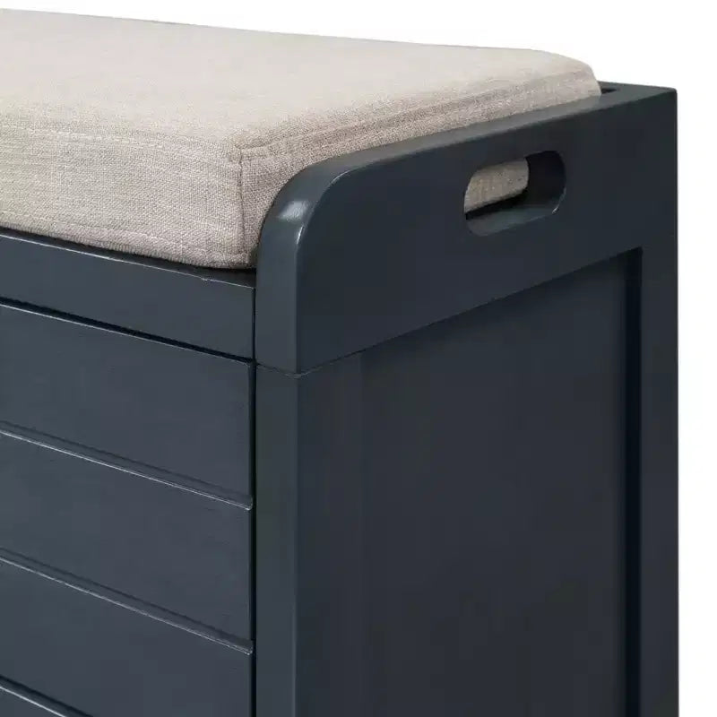 Storage Bench 32" | Removable Basket & 2 Drawers | Cushioned Seat