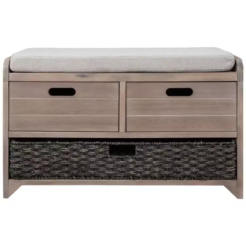Storage Bench 32" | Removable Basket & 2 Drawers | Cushioned Seat