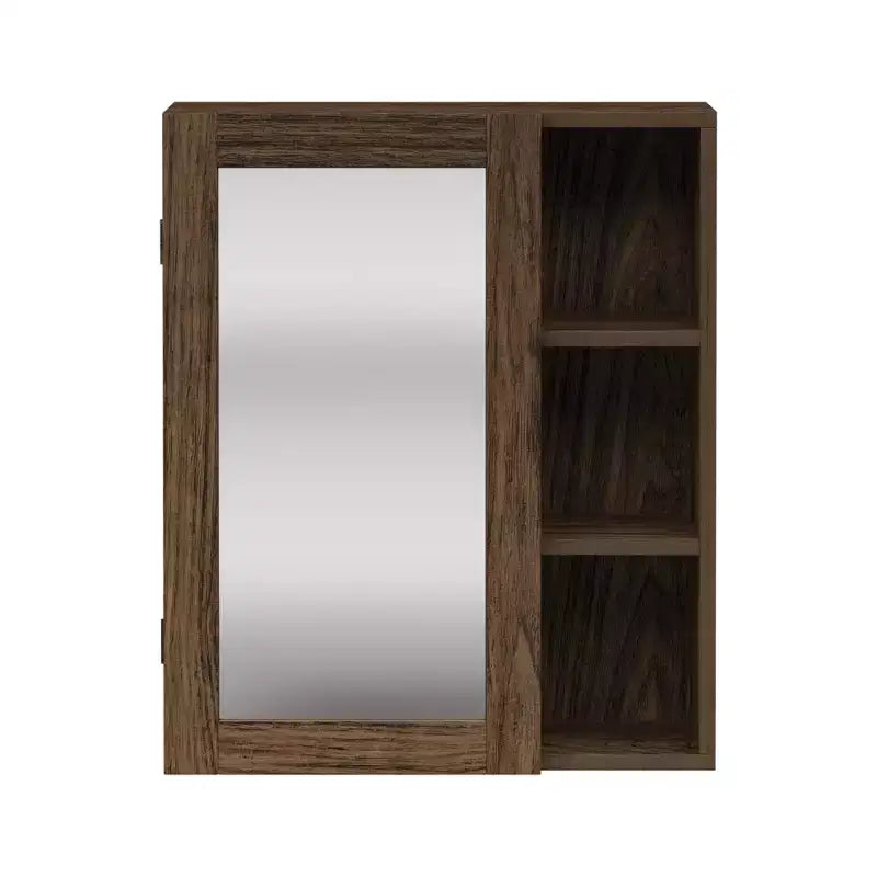 Removable Medicine Cabinet with Mirror & Open Shelves | Walnut | MDF | 24"H