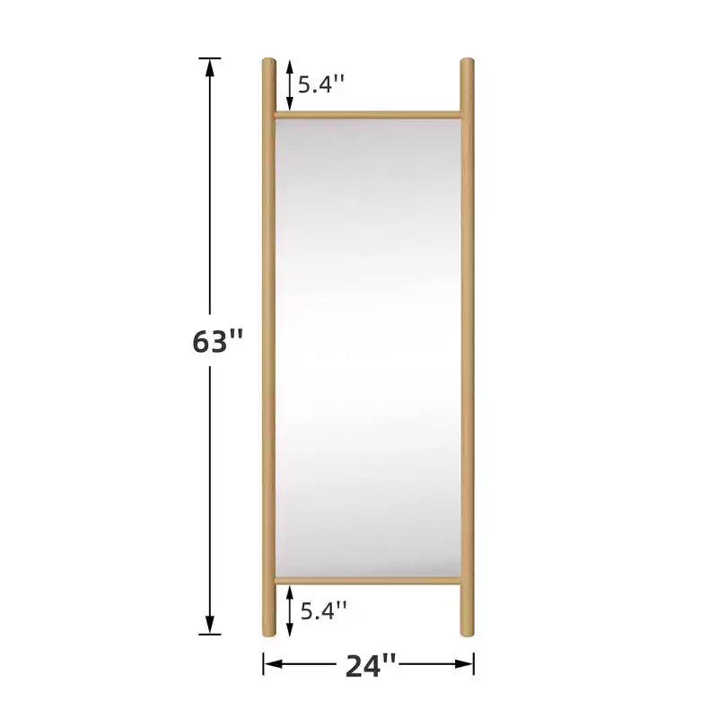21"x64" Ladder-Style Solid Wood Wall Mirror | Brown | Decorative Shelf