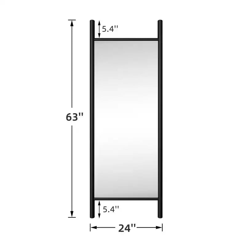 21"x64" Ladder-Style Solid Wood Wall Mirror | Brown | Decorative Shelf