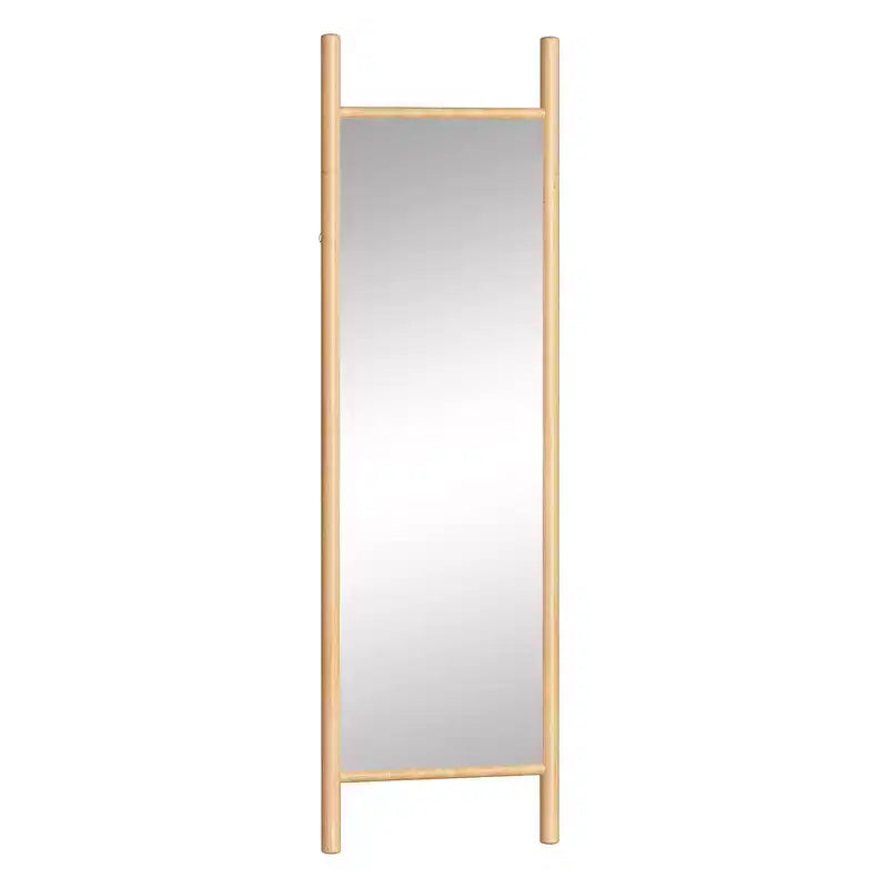21"x64" Ladder-Style Solid Wood Wall Mirror | Brown | Decorative Shelf