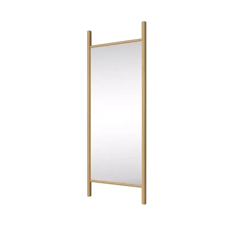 21"x64" Ladder-Style Solid Wood Wall Mirror | Brown | Decorative Shelf