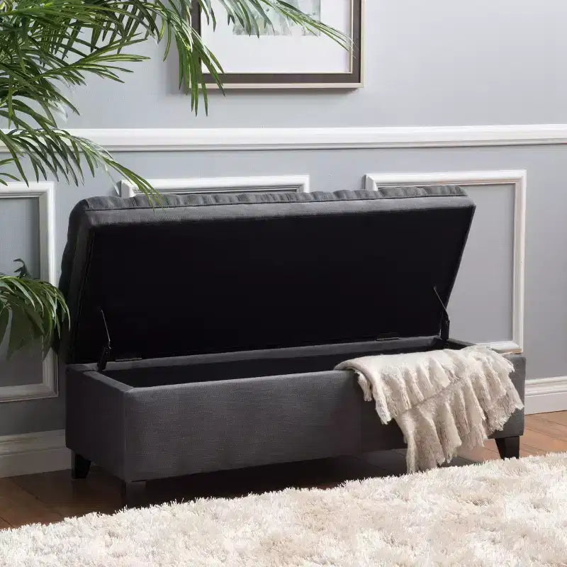 Contemporary Tufted Fabric Storage Ottoman | 50" Wide | Button-Tufted | 300 lb