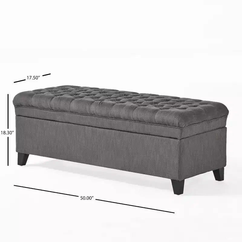 Contemporary Tufted Fabric Storage Ottoman | 50" Wide | Button-Tufted | 300 lb