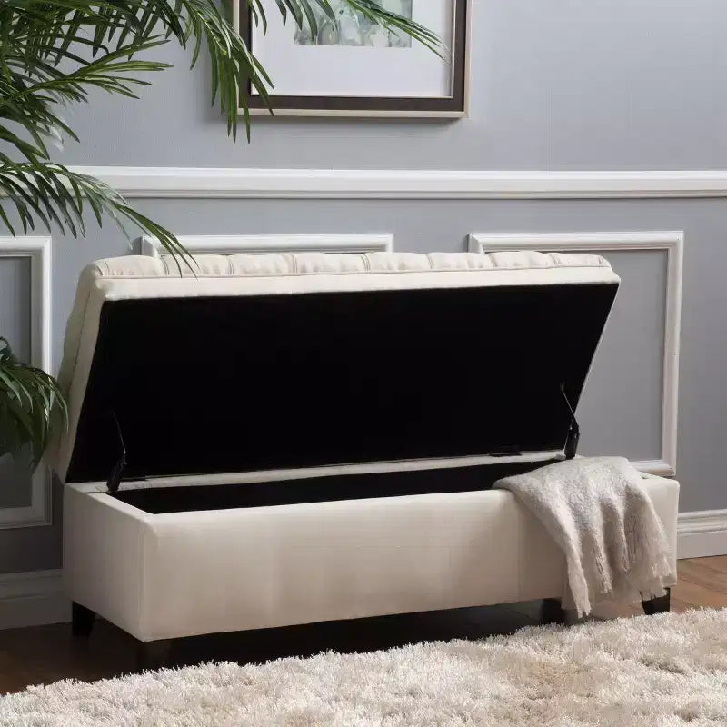 Contemporary Tufted Fabric Storage Ottoman | 50" Wide | Button-Tufted | 300 lb