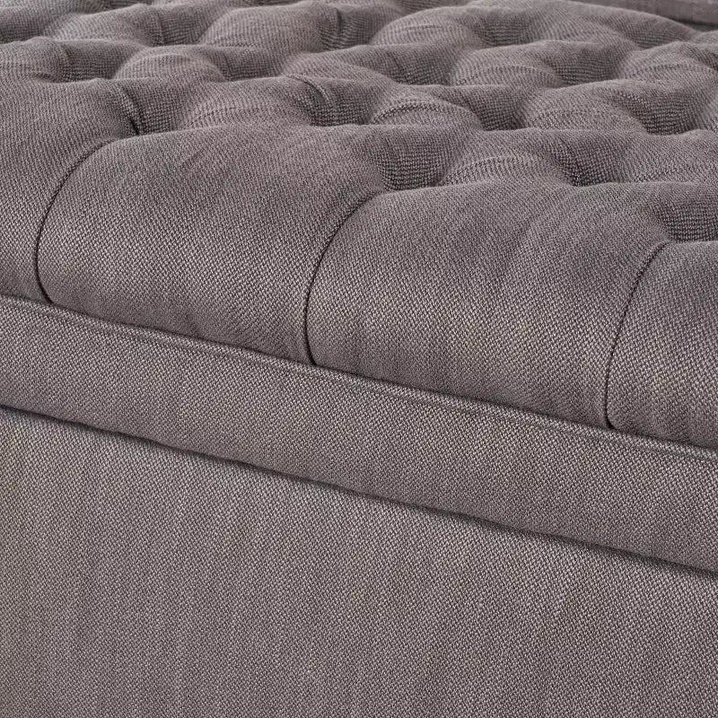Contemporary Tufted Fabric Storage Ottoman | 50" Wide | Button-Tufted | 300 lb