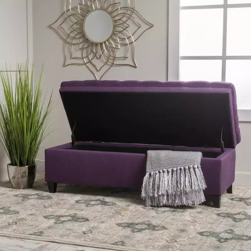 Contemporary Tufted Fabric Storage Ottoman | 50" Wide | Button-Tufted | 300 lb