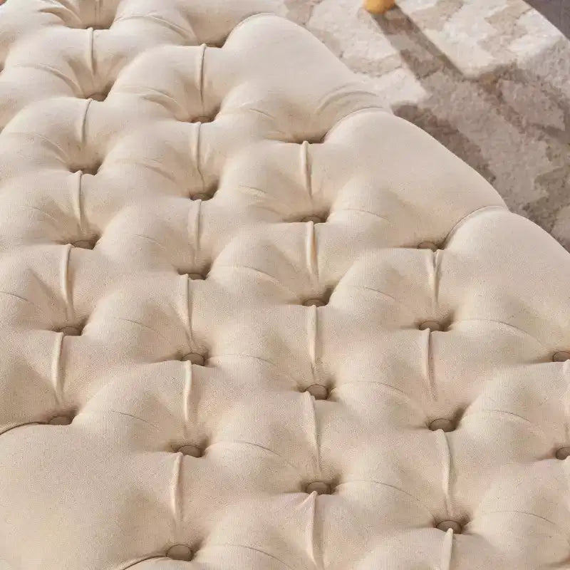 Contemporary Tufted Fabric Storage Ottoman | 50" Wide | Button-Tufted | 300 lb