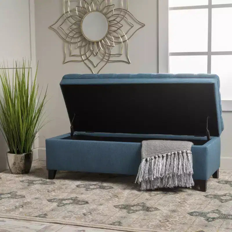 Contemporary Tufted Fabric Storage Ottoman | 50" Wide | Button-Tufted | 300 lb