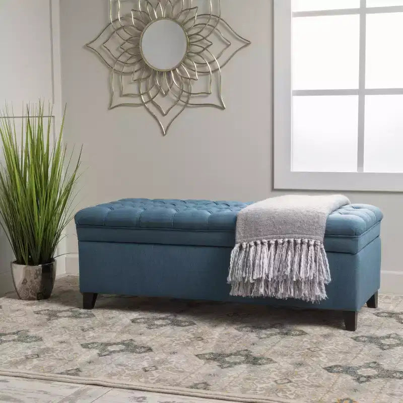 Contemporary Tufted Fabric Storage Ottoman | 50" Wide | Button-Tufted | 300 lb