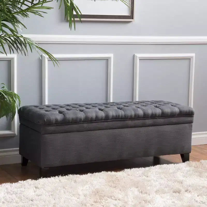 Contemporary Tufted Fabric Storage Ottoman | 50" Wide | Button-Tufted | 300 lb