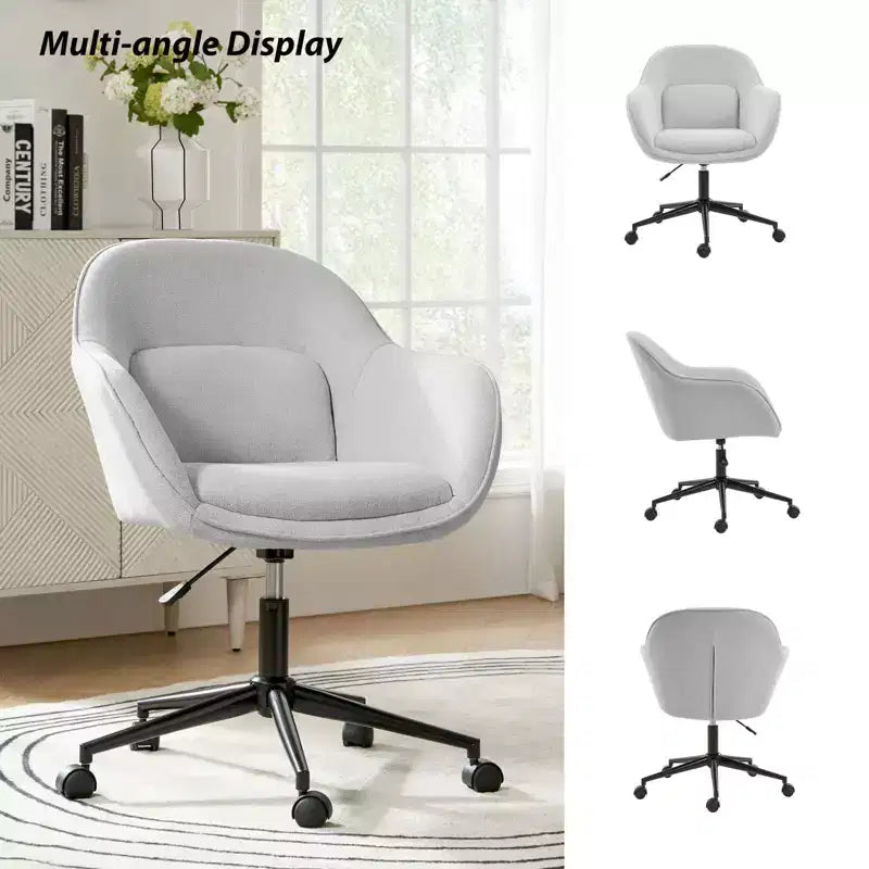 Office Chair with Curved Backrest | Swivel | Height Adjustable | Caster Wheels
