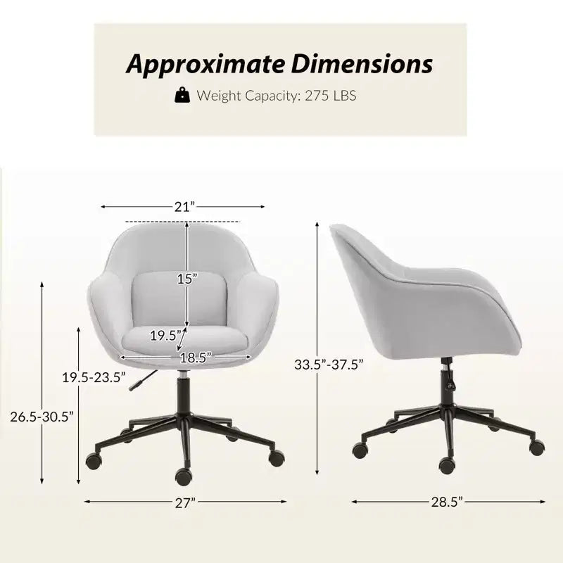 Office Chair with Curved Backrest | Swivel | Height Adjustable | Caster Wheels