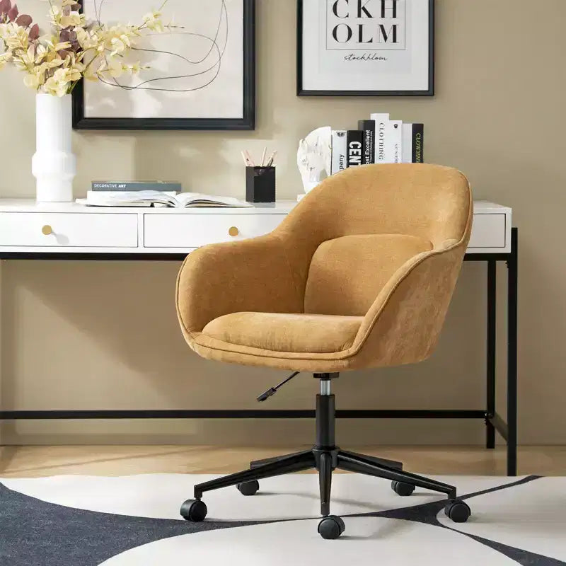 Office Chair with Curved Backrest | Swivel | Height Adjustable | Caster Wheels