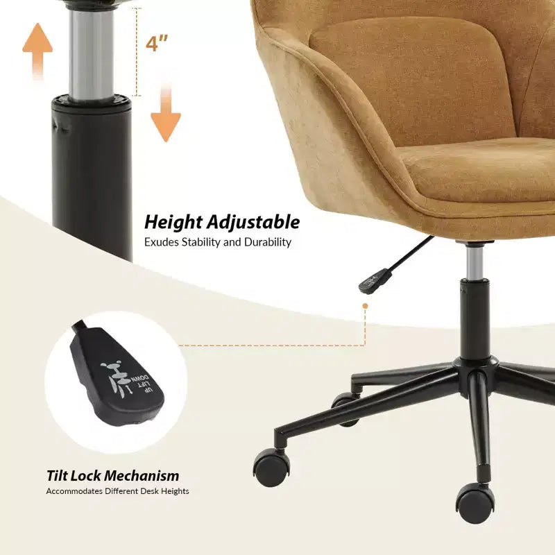 Office Chair with Curved Backrest | Swivel | Height Adjustable | Caster Wheels