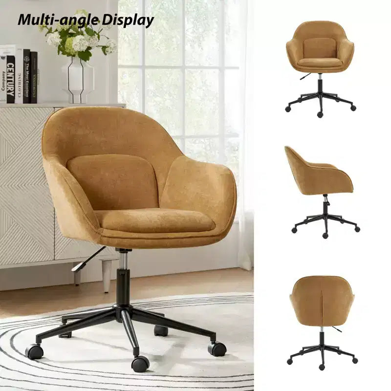 Office Chair with Curved Backrest | Swivel | Height Adjustable | Caster Wheels