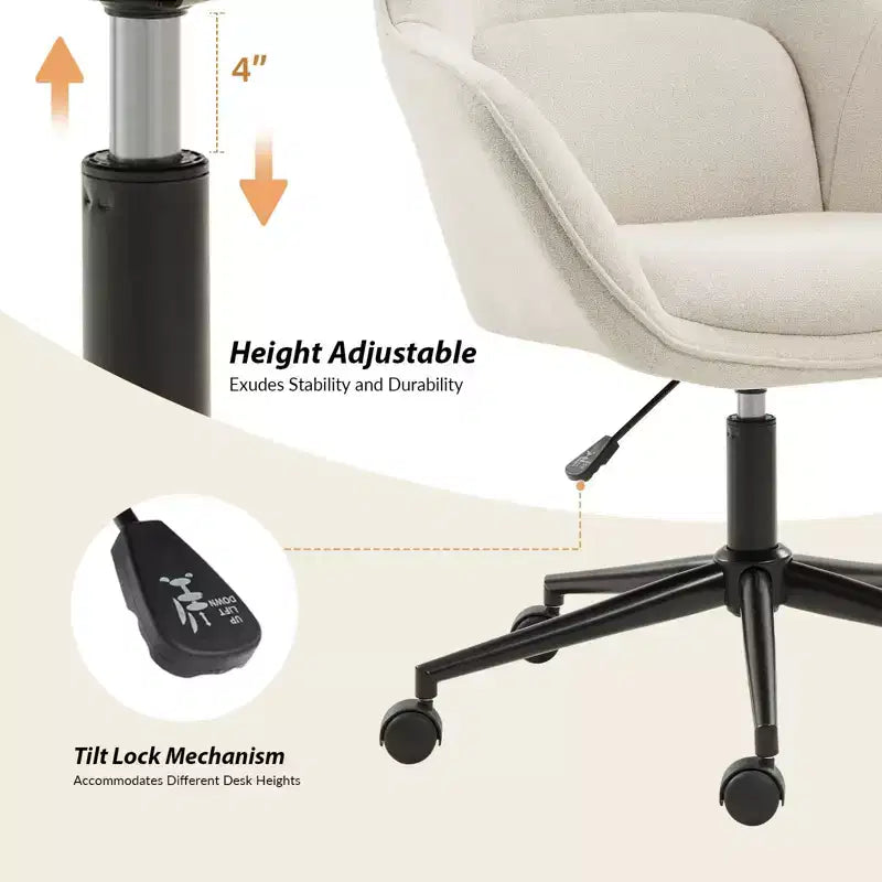 Office Chair with Curved Backrest | Swivel | Height Adjustable | Caster Wheels