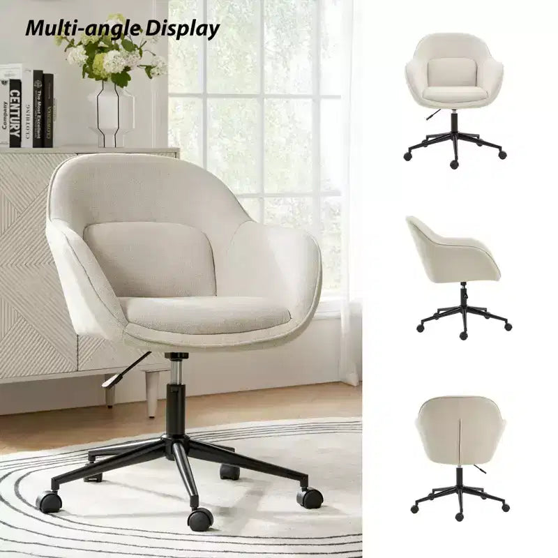 Office Chair with Curved Backrest | Swivel | Height Adjustable | Caster Wheels