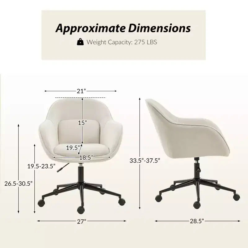 Office Chair with Curved Backrest | Swivel | Height Adjustable | Caster Wheels