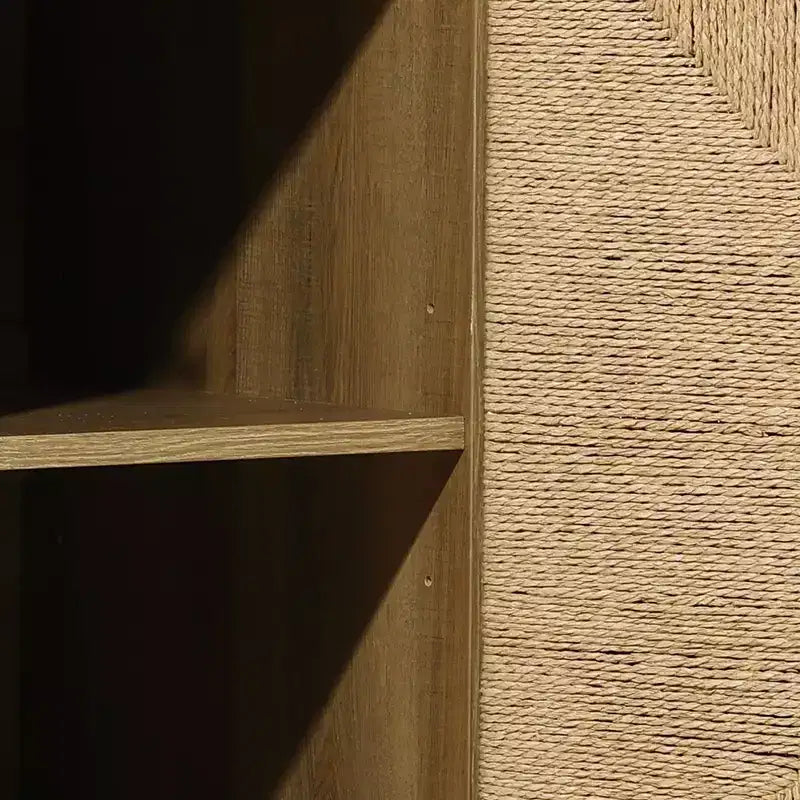 Mid-Century Modern Rope 2-Door Cabinet | Wood Legs | Adjustable Shelves | Natural