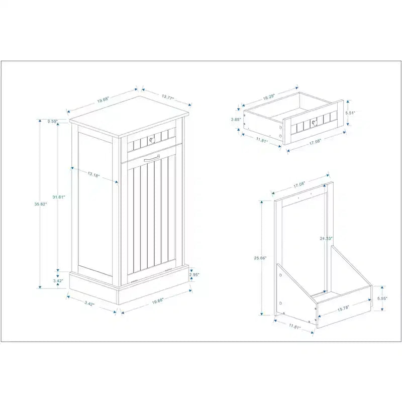 Tilt-Out Trash Can Kitchen Cabinet | 19.68"W | 1 Drawer | MDF | White