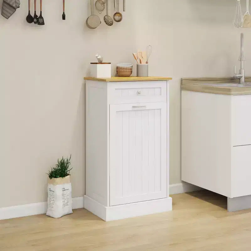 Tilt-Out Trash Can Kitchen Cabinet | 19.68"W | 1 Drawer | MDF | White