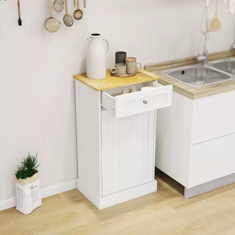 Tilt-Out Trash Can Kitchen Cabinet | 19.68"W | 1 Drawer | MDF | White