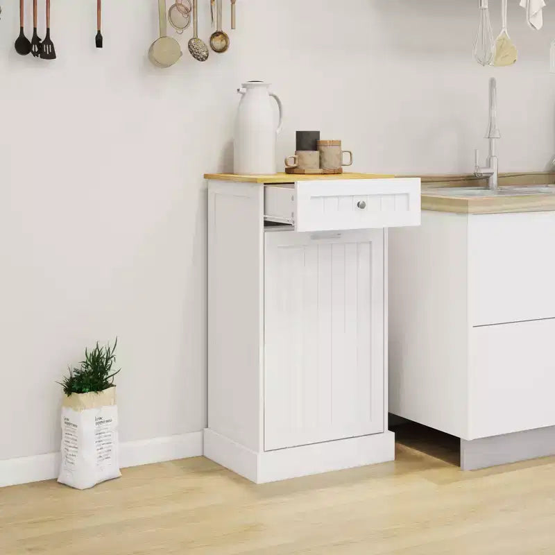 Tilt-Out Trash Can Kitchen Cabinet | 19.68"W | 1 Drawer | MDF | White