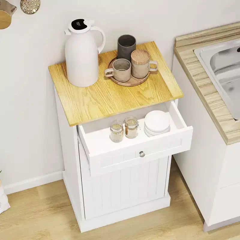 Tilt-Out Trash Can Kitchen Cabinet | 19.68"W | 1 Drawer | MDF | White