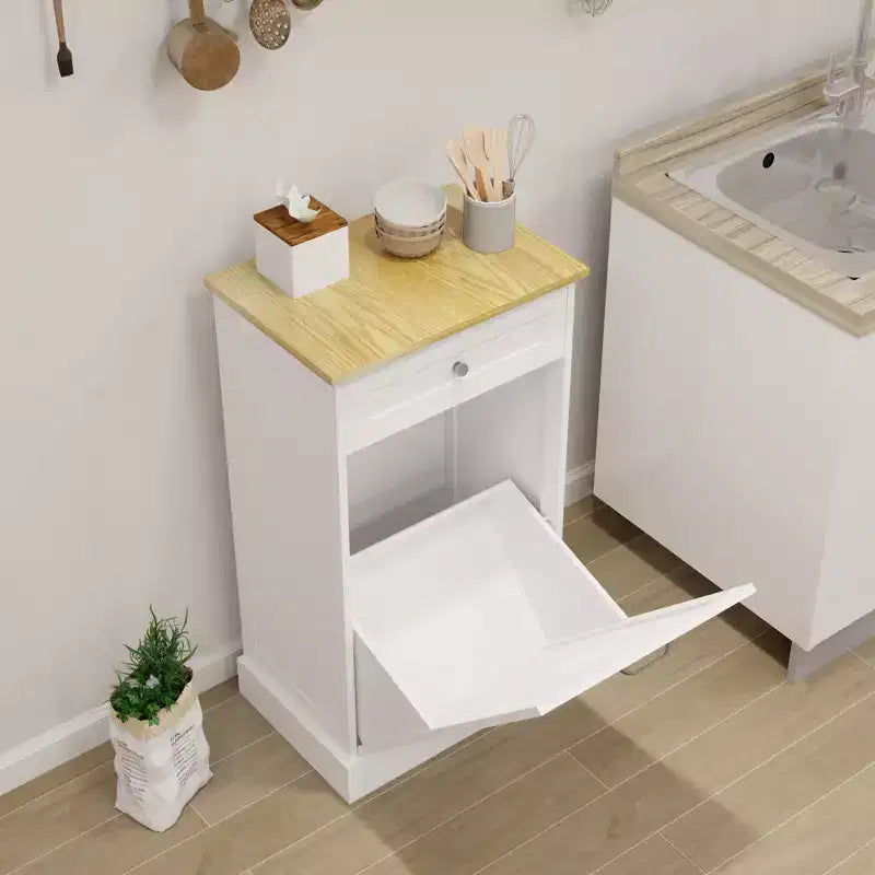 Tilt-Out Trash Can Kitchen Cabinet | 19.68"W | 1 Drawer | MDF | White