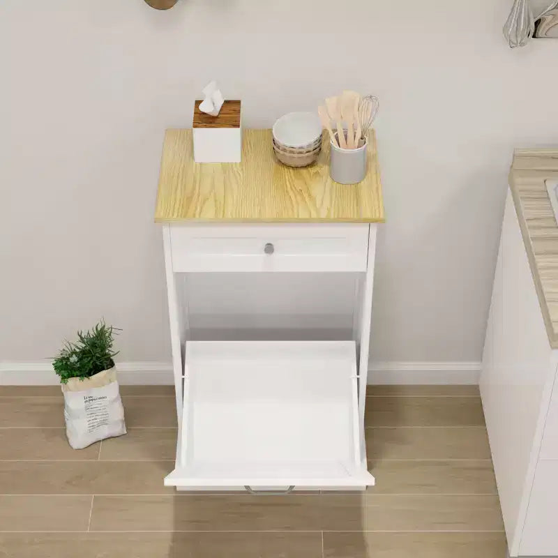 Tilt-Out Trash Can Kitchen Cabinet | 19.68"W | 1 Drawer | MDF | White