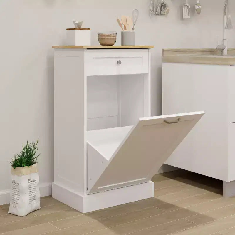 Tilt-Out Trash Can Kitchen Cabinet | 19.68"W | 1 Drawer | MDF | White