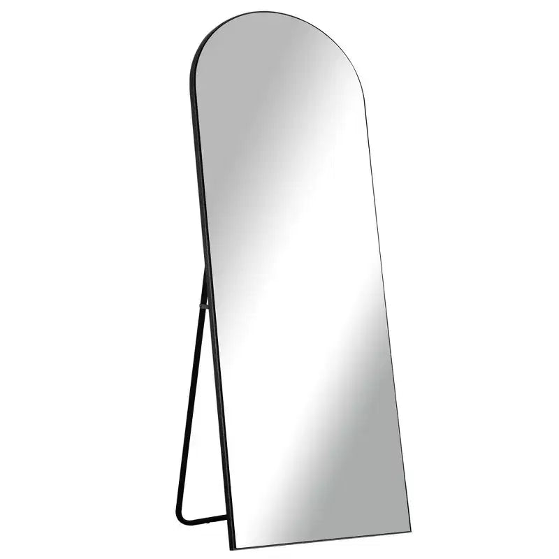 63" Oversized Arch Full-Length Mirror | Black Solid Wood Frame | Wall or Floor
