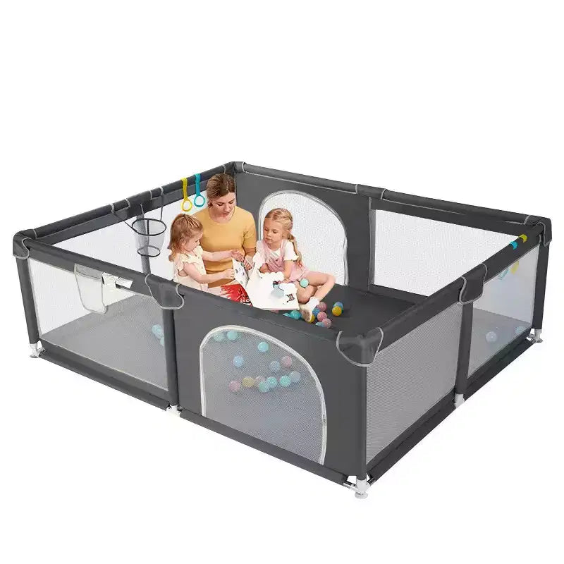 4-Panel Baby Playpen 71"x59" | Portable Foldable Playard | Mesh Design
