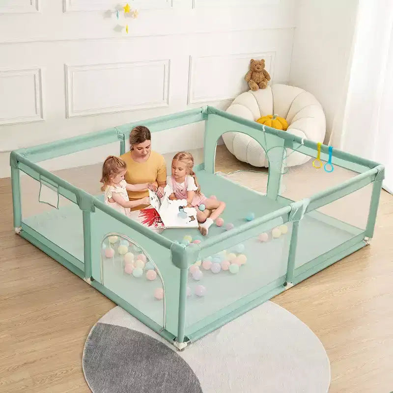 4-Panel Baby Playpen 71"x59" | Portable Foldable Playard | Mesh Design