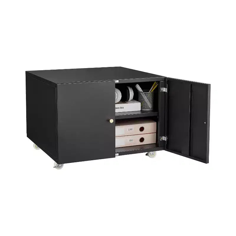 Mobile Printer Stand | Steel Cabinet with 2 Doors & Locking Wheels