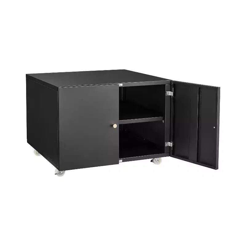 Mobile Printer Stand | Steel Cabinet with 2 Doors & Locking Wheels