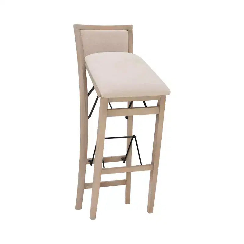 Padded Back Folding Barstool | Gray Wash | 30.75" Seat Height | 275 lb Capacity