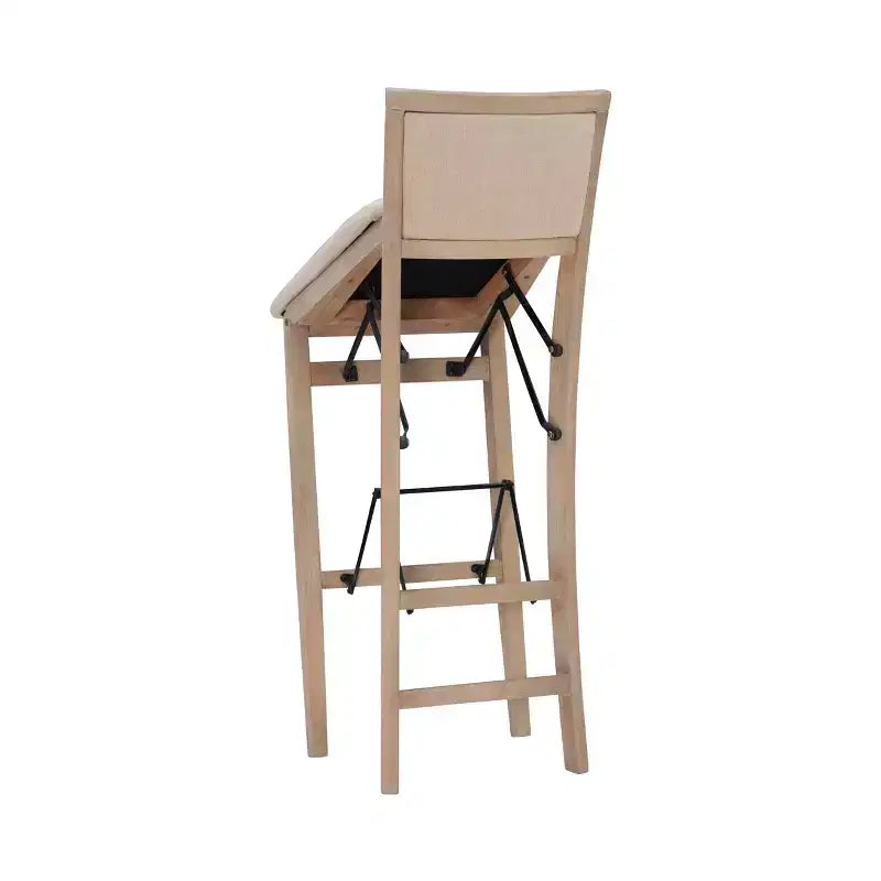 Padded Back Folding Barstool | Gray Wash | 30.75" Seat Height | 275 lb Capacity