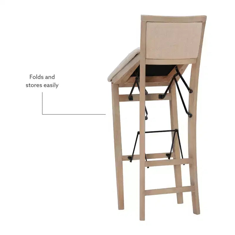 Padded Back Folding Barstool | Gray Wash | 30.75" Seat Height | 275 lb Capacity