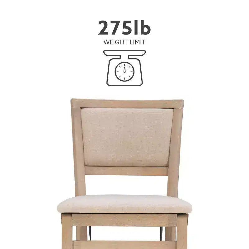 Padded Back Folding Barstool | Gray Wash | 30.75" Seat Height | 275 lb Capacity