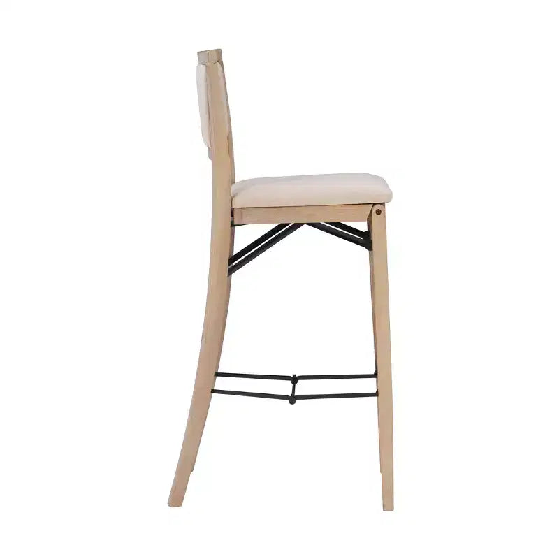 Padded Back Folding Barstool | Gray Wash | 30.75" Seat Height | 275 lb Capacity