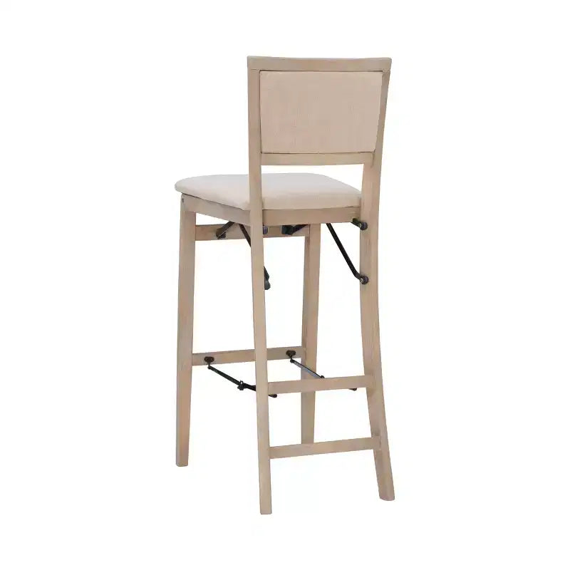 Padded Back Folding Barstool | Gray Wash | 30.75" Seat Height | 275 lb Capacity