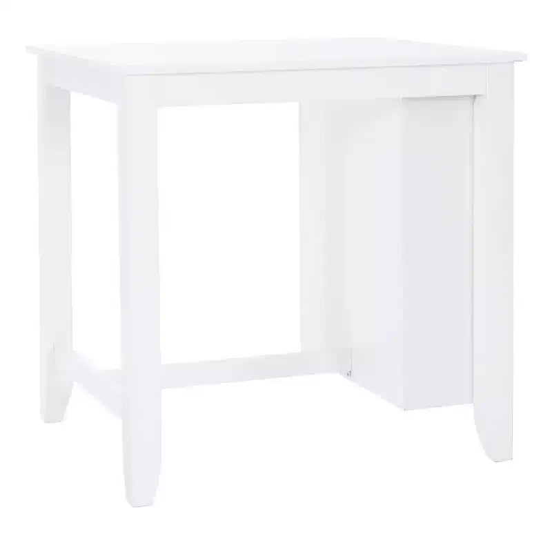 Solid Wood Counter Height Table | White | 36"H | 3 Shelves & Dual USB Charging