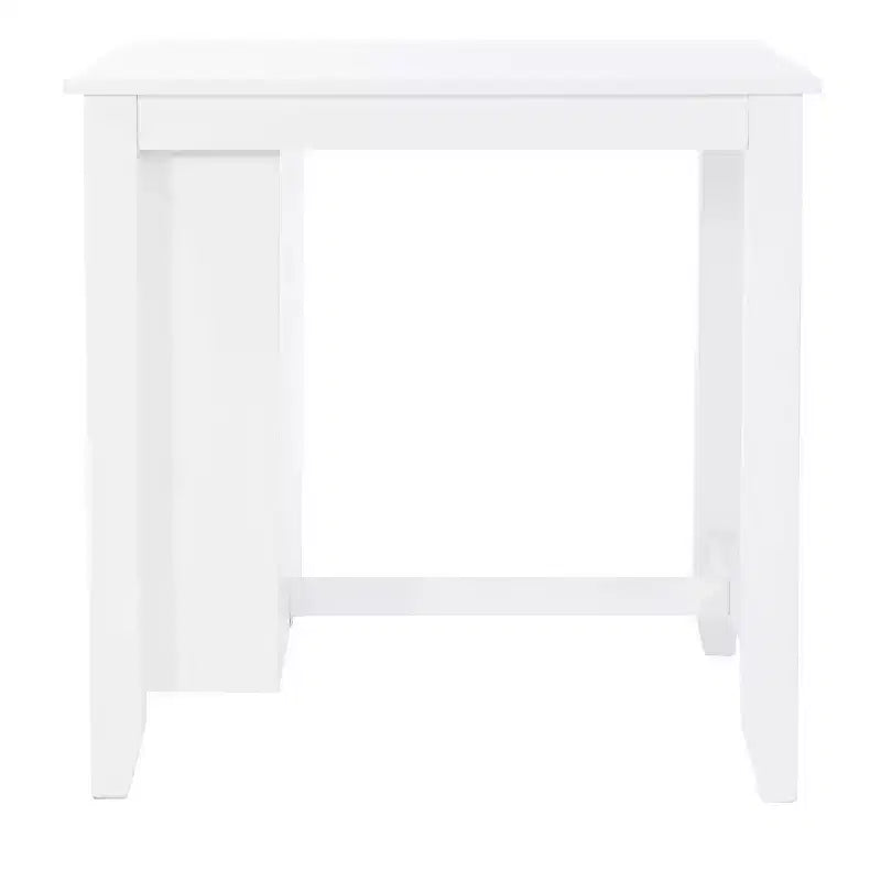 Solid Wood Counter Height Table | White | 36"H | 3 Shelves & Dual USB Charging